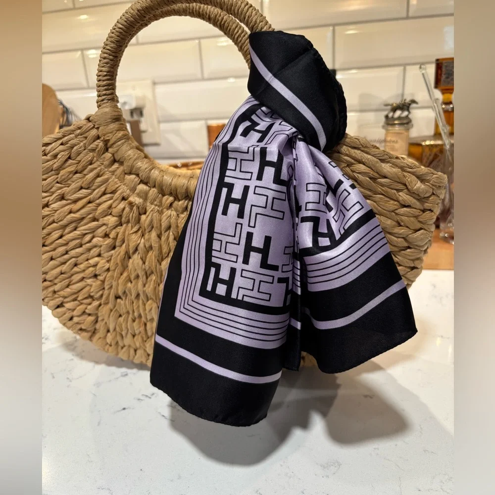 HERVE LEGER Limited Edition  100% Silk Scarf Lilac & Black
